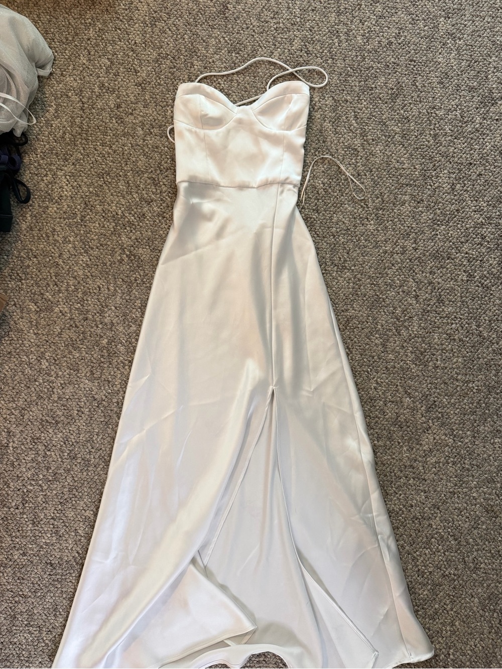 Zara White Satin Spaghetti-Strap Dress